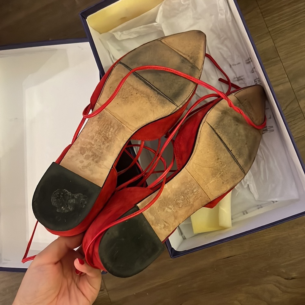 Stuart Weitzman Red Suede Flats - image 4